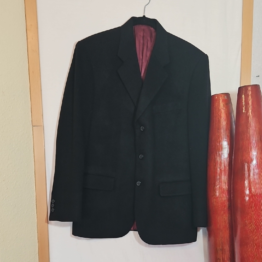 Classic Black Men's Blazer Custom For Doctor Cashmere And Silk 2003 Vintage